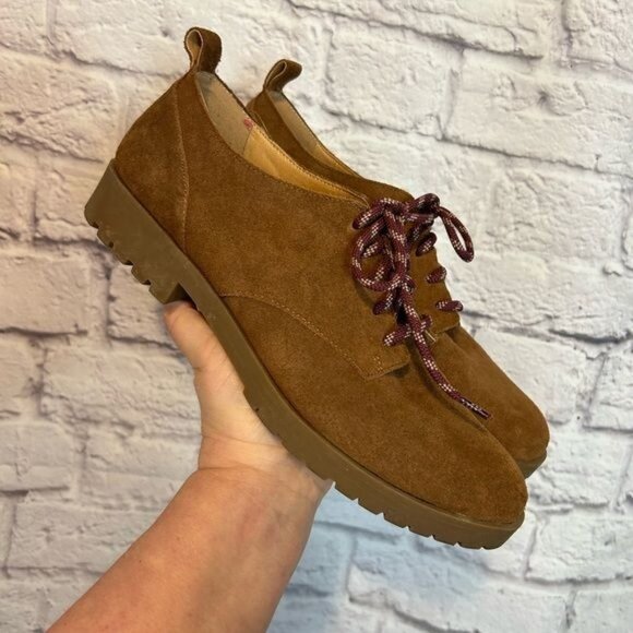 CROWN VINTAGE Lowell Cognac tan suede  leather oxford loafers Size 10 - Picture 3 of 9